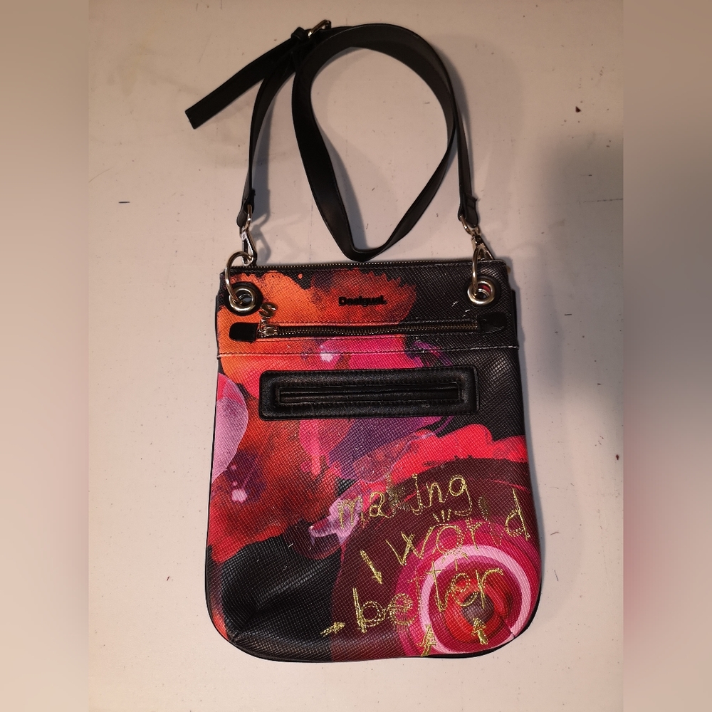 Desigual crossbody black and pink purse